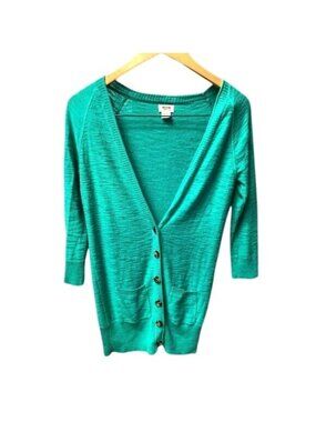 Mossimo 100% Cotton V-Neck Green Sweater- XS